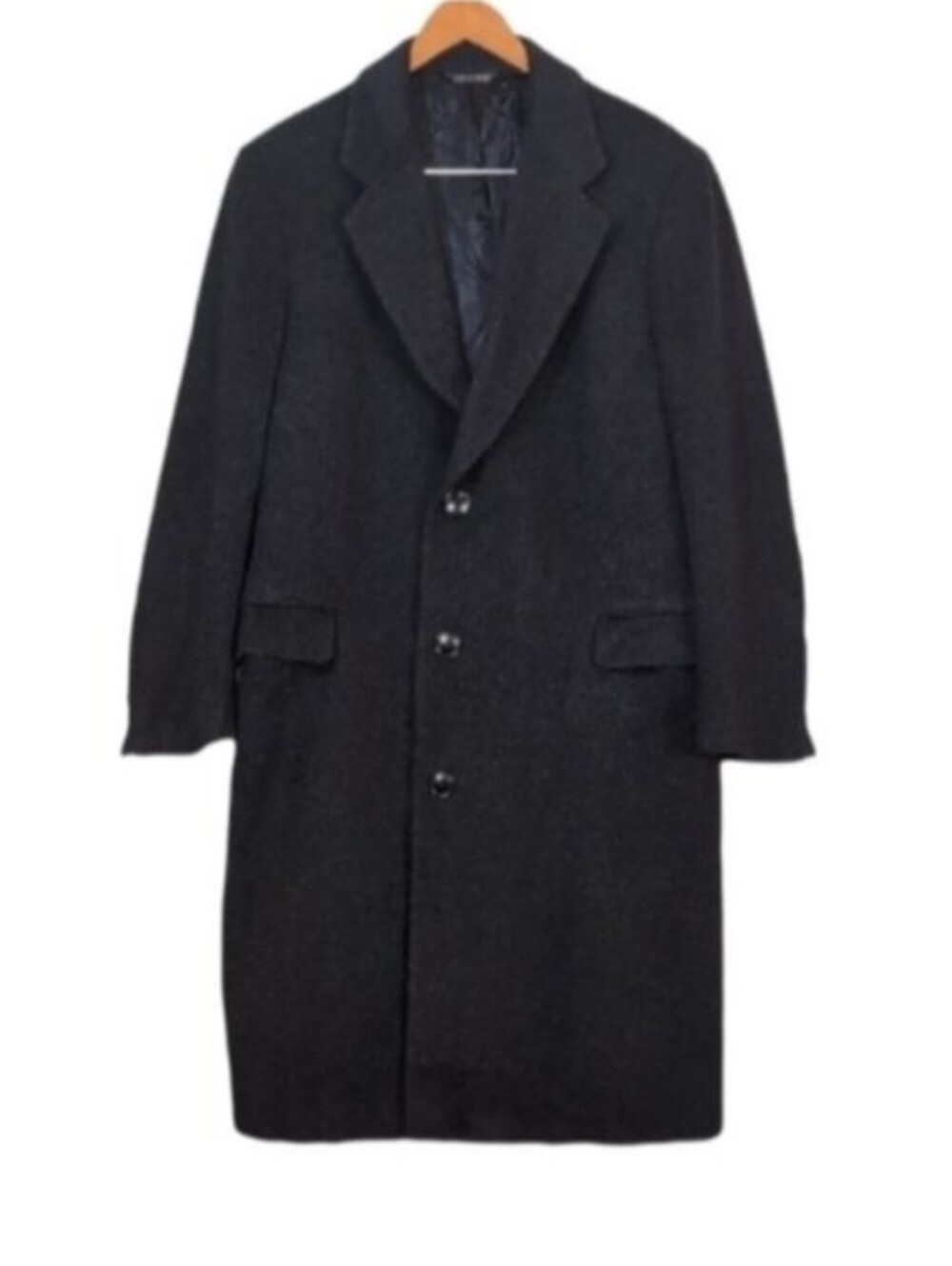 Vintage S. Cohen Wool Cashmere Overcoat Mens 42 Charcoal Gray Single Breasted